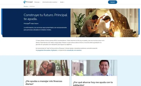 Main landing page of the Hola Futuro web experience for participants.