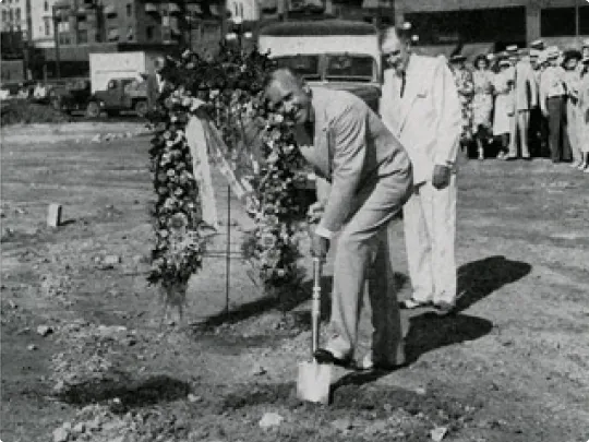 President Gerard Nollen breaking ground in 1938 for the home office